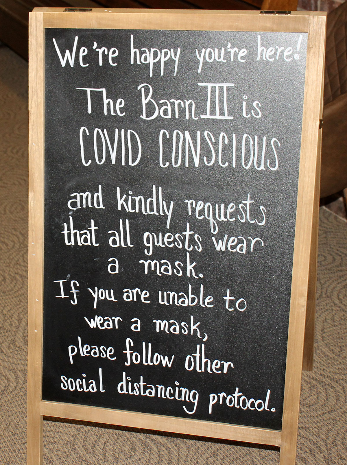 mask announcement at the barn theater
